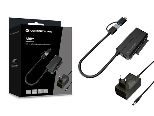 ABBY21B cambiador de género para cable USB Type-A SATA 22-pin Negro - Imagen 4