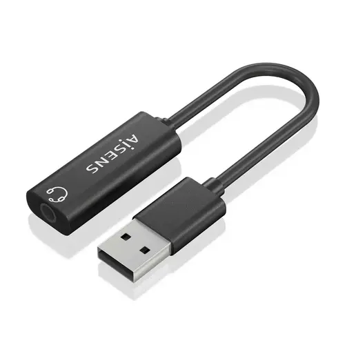 Conversor USB-A a Audio 48KHz, USB-A/M-Jack 3.5/H, Negro, 10 cm - Imagen 1