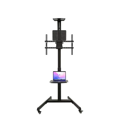 COMETA Soporte de Suelo con Ruedas con Regulación de Altura para Pantallas 37"- 70", Rotación 90°, Negro - Imagen 2