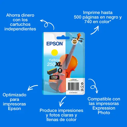 Tinta individual Claria Photo HD 250XL Violin amarillo - Imagen 2