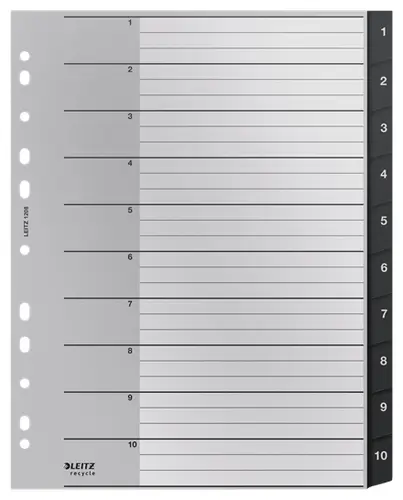 12080000 lengüeta de índice Separador en blanco con pestaña Polipropileno (PP) Negro, Blanco - Imagen 1