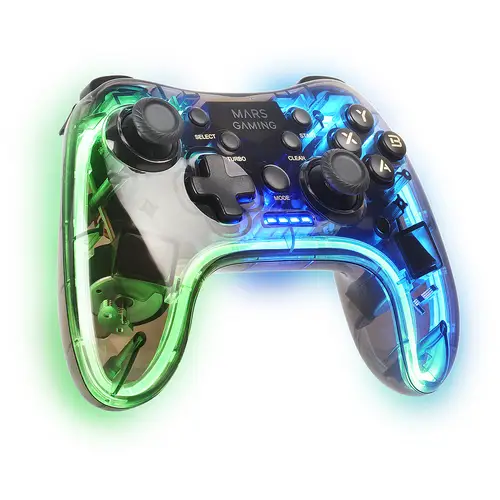 Gamepad Inalámbrico 2.4GPRO, Neon RGB, Vibración Háptica Dual, Joysticks Analógicos, Mando para PC, PS3, PS4, PS5, XBOX360, Raspberry Pi, Mac, Android, MGP-24, Transparente - Imagen 3