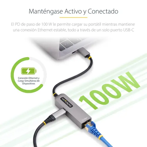 Adaptador de Red USB Tipo C a Ethernet - Adaptador de Red Externo USB-C a RJ45 de 1Gb - USB 3.1 - Entrega de Alimentación PD de 100W de Paso - Compatible con Thunderbolt - Windows y Mac - Imagen 10