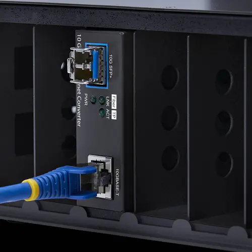 Conversor de Medios de Fibra 10GbE SFP+ - RJ-45 a SFP+ 10GBASE-X - Monomodo - Multimodo - Tramas Jumbo de 16K - TAA - Imagen 4