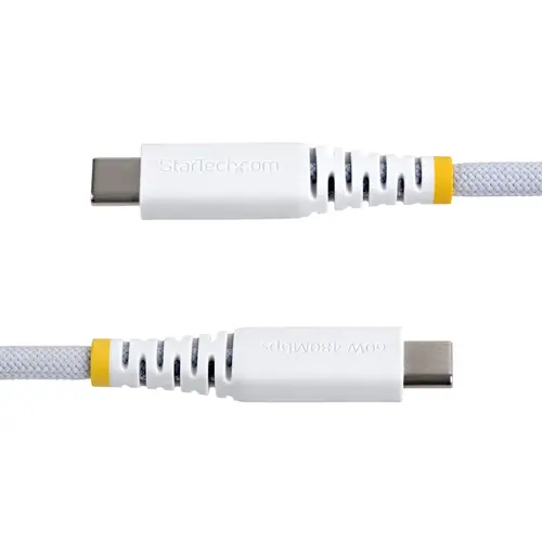 Cable de Carga USB-C Trenzado de 3m - Cable Cargador USB Tipo C para Portátil - Cable Resistente para Carga de Dispositivos - Trenzado de Nailon TPE - USB 2.0 - PD 60W 3A - Blanco - Imagen 3