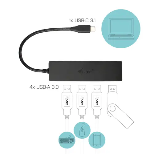 Advance USB-C Slim Passive HUB 4 Port - Imagen 3