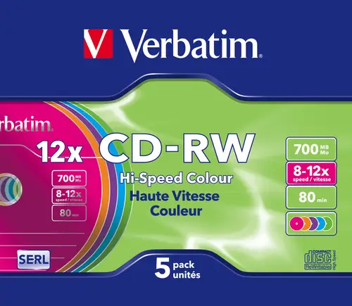 CD-RW Colour 12x 700 MB 5 pieza(s) - Imagen 1