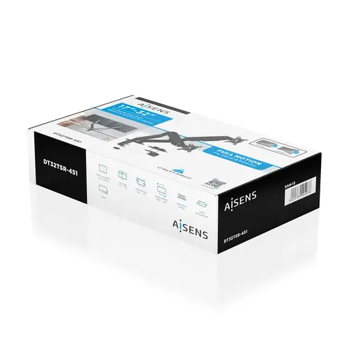 AISENS Soporte de Mesa Eco Contrapeso Giratorio e Inclinable para Monitor TV 9kg  3 Pivotes  2 Brazos  de 17 32  Negro - Imagen 6