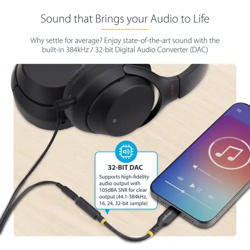 Adaptador de Audio USB-C a 3,5mm TRRS Minijack - Adaptador de Audio USB Tipo C para Auriculares con Micrófono - DAC de 32bits - de Portátil/Móvil/Tablet - Compatible con USB-C/Thunderbolt - Imagen 9