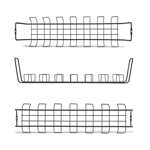 Bandeja de Gestión de Cables para Debajo del Escritorio - Estilo Canasta - Longitud 61,5cm - Instalación por Tornillos - Soporte para Regleta - Metal - Negro - TAA - Imagen 2