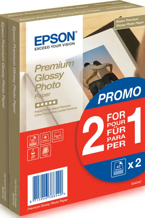 Premium Glossy Photo Paper - 10x15cm - 2x 40 Hojas
