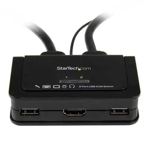 Conmutador Switch KVM 2 puertos HDMI USB Audio con Cables Integrados - 1080p - Imagen 2