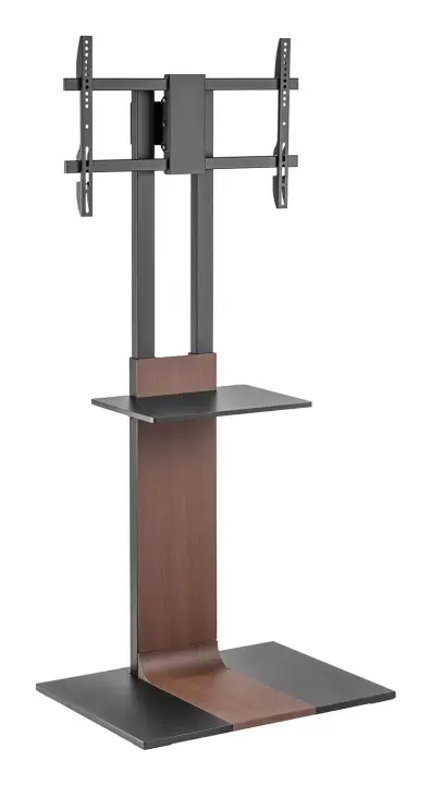 Soporte de Suelo con Bandeja DVD para Monitor/TV 50kg de 37-86, Negro-Marrón