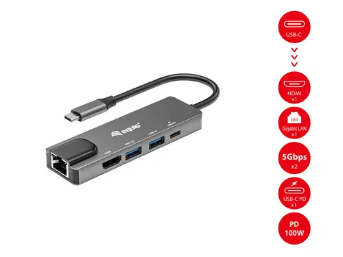 Adaptador multifunción USB-C 5 en 1, HDMI , Gigabit LAN, USB 3.2 GEN1, 100W USB PD - Imagen 8