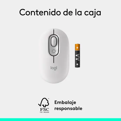 POP Mouse, ratón inalámbrico Bluetooth compacto y portátil con botones programables y clics discretos, tecnología Easy-Switch para alternar hasta 3 dispositivos, portátil, tablet, PC: Blanco - Imagen 10
