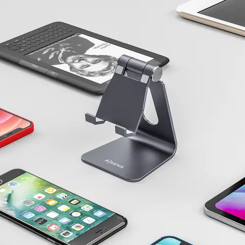 Soporte De Sobremesa Tamaño M Ajustable (1 Pivote) Para Movil / Tablet, Gris - Imagen 5