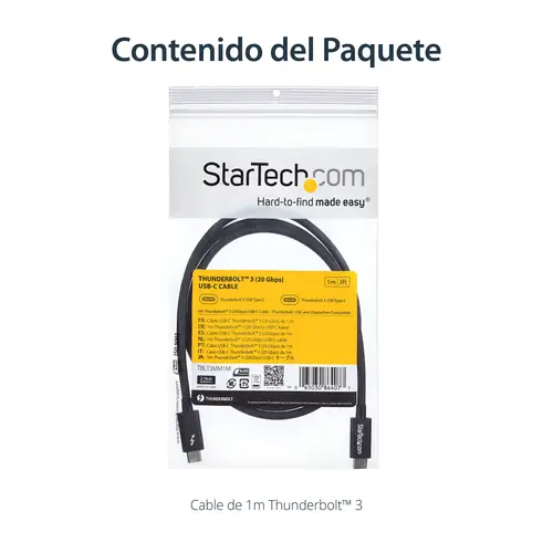 Cable Thunderbolt 3 Pasivo de 1m - 20Gbps - PD 100W - Vídeo 4K - Cable Thunderbolt - Certificado Thunderbolt - Compatible con USB4 / Modo Alt DP - Thunderbolt 4 - USB 3.2 - USB-C - Imagen 11