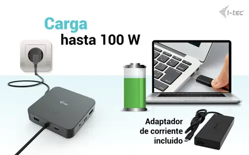 USB-C HDMI Dual DP Docking Station with Power Delivery 100 W + Universal Charger 100 W - Imagen 11