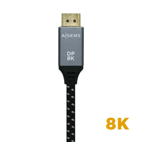 Cable Displayport V1.4 8k@60hz, DP/M-DP/M, Gris/Negro, 0.5m - Imagen 3