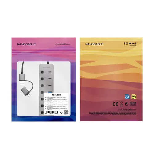 HUB USB-C+USB-A/M a 4xUSB-A + 3xUSB-C 3.0 + USB-C 5V - Imagen 5