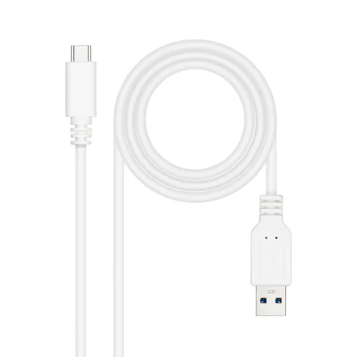 Cable USB 3.1, Gen2 10 Gbps 3A, tipo USB-C/M-A/M, Blanco, 2 m