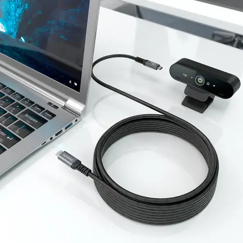 Cable USB 3.2 Gen1 Aluminio 5Gbps 4K@60Hz 3A 60W E-Mark, Tipo USB-C/M-USB-C/M, Negro, 10M - Imagen 4