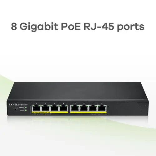 GS1915-8EP Gestionado L2 Gigabit Ethernet (10/100/1000) Energía sobre Ethernet (PoE) Negro - Imagen 6
