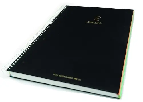 PACSA CUADERNO SERIE FIRST CLASS A5 MICROPERFORADO 120H TAPA NEGRA RELIEVE ORO/PLATA SURTIDOS -4U-