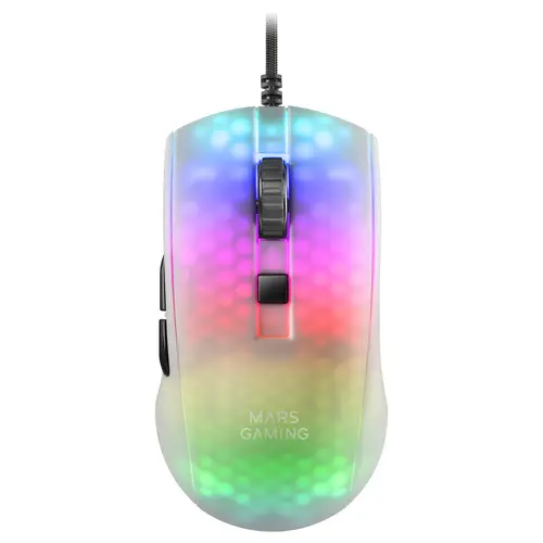 MMRW, Ratón Gaming RGB Chroma, Estructura Translúcida Ultra-ligera 58 g, 12800 DPI, Switches Mecánicos HUANO, Blanco - Imagen 1