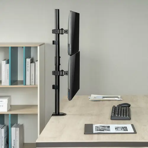 Soporte de mesa eco giratorio e inclinable para 2 Monitor/TV 9kg de 17-32, Negro - Imagen 5