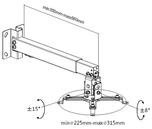 Soporte de pared de techo para proyector, blanco - Imagen 3