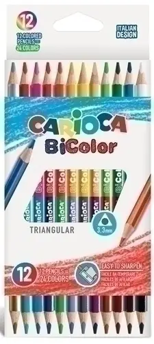 LAPICES CARIOCA BICOLOR TRIANGULAR C/12 - Pack de 12 unidades