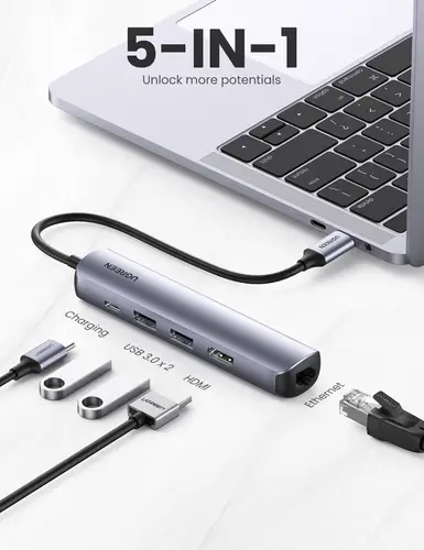 10919 base para portátil y replicador de puertos Alámbrico USB 3.2 Gen 1 (3.1 Gen 1) Type-C Gris - Imagen 2
