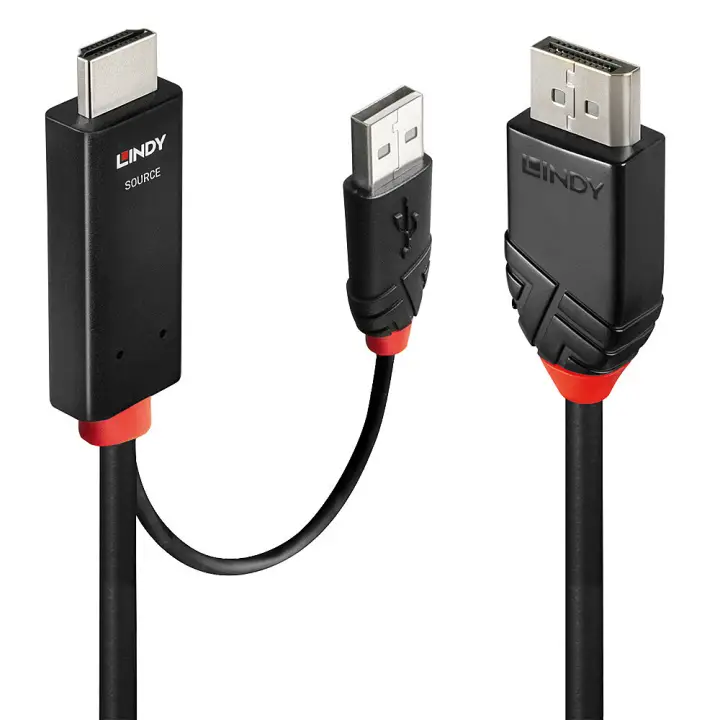 41498 adaptador de cable de vídeo 1 m HDMI + USB Type-A DisplayPort Negro
