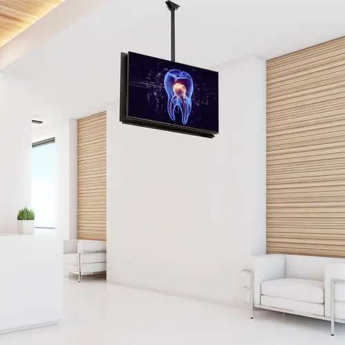 Soporte de Techo para 2 TV - Soporte de Cielo Raso para 2 TV de Espalda a Espalda con Mástil Telescópico Ajustable - Giro Inclinación y Rotación - Soporte VESA para Pantallas de 32" a 75" - Imagen 8