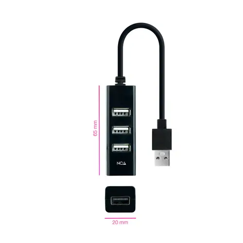 Hub USB 2.0 con 4 Puertos de USB 2.0, USB-A/M-USB 2.0/H, Negro, 15 cm - Imagen 2