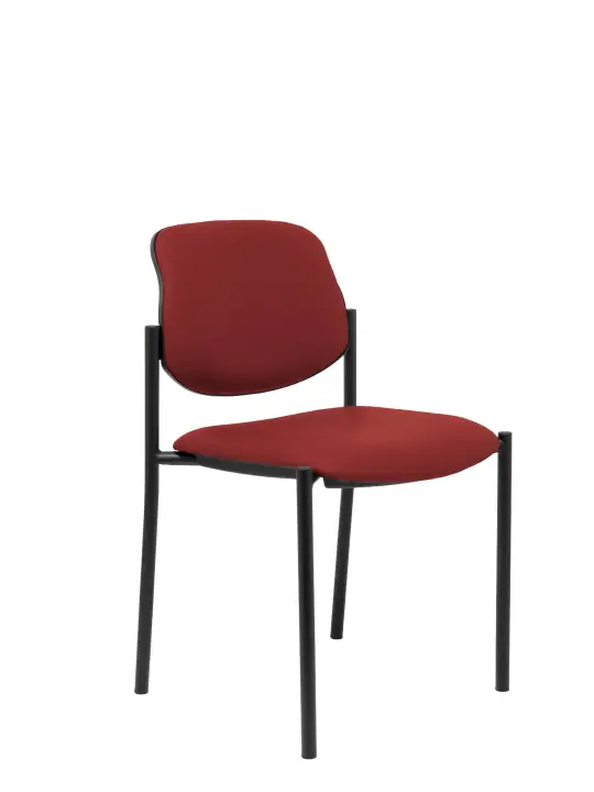 Silla fija Villalgordo similpiel granate chasis negro