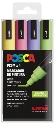 UNIBALL MARCADOR POSCA PC-5M/4C NO PERMANENTE 1.8MM-2.5MM COLORES..