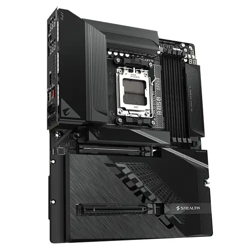 B850 AORUS STEALTH Placa Base  CPUs AMD Ryzen Serie 9000, VRM digital de 14+2+2 fases, hasta 8200 MHz DDR5 (O.C.), 2× M.2 PCIe 5.0 + 2× M.2 PCIe 4.0, Wi-Fi 7, LAN 5 GbE, USB 3.2 Gen 2 - Imagen 3