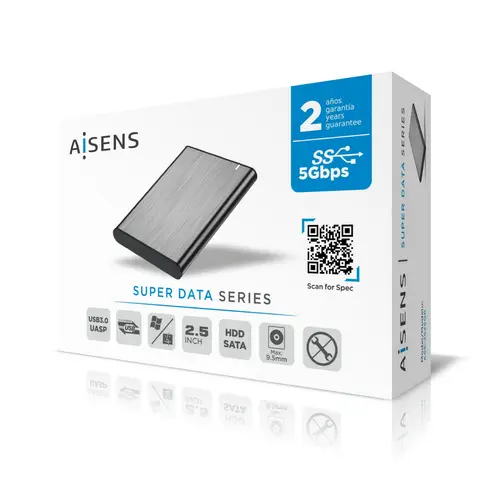 Caja Externa 2.5" ASE-2525GR 9.5mm SATA A USB 3.0 / USB 3.1 Gen1, Gris - Imagen 4