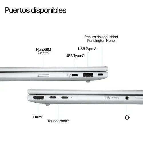 EliteBook 8 G1i 16 inch Notebook Next Gen AI PC Copilot+ PC Intel Core Ultra 5 236V Portátil 40,6 cm (16") WUXGA 16 GB LPDDR5x-SDRAM 512 GB SSD Wi-Fi 7 (802.11be) Windows 11 Pro Plata - Imagen 4