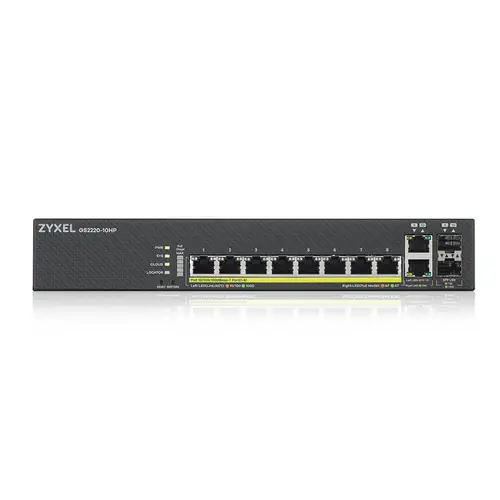 GS2220-10HP-EU0101F switch Gestionado L2 Gigabit Ethernet (10/100/1000) Energía sobre Ethernet (PoE) Negro - Imagen 2