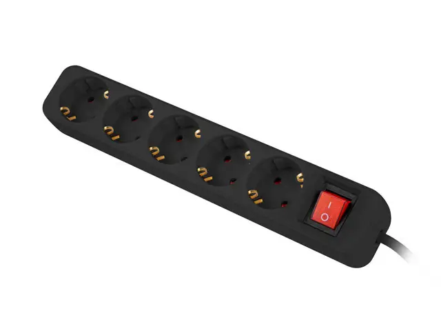 PS1-05F-0300-BK base múltiple 3 m 5 salidas AC Interior Negro