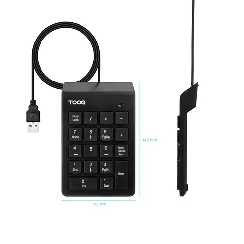 Teclado numérico USB, 19 teclas, Negro - Imagen 2
