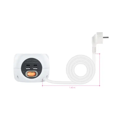 Base de 3 enchufes con 4 USB's (2 USB A + 2 USB-C), con interruptor - Imagen 6
