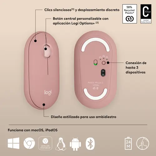 910-007014 ratón Viajes Ambidextro RF Wireless + Bluetooth Óptico 4000 DPI - Imagen 13