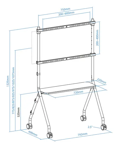 iLOVE Soporte de Suelo con Ruedas para Pantalla 49"-80", Blanco y Haya - Imagen 9