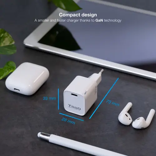 Cargador de Pared GAN USB-C/PD 30W, Blanco - Imagen 3