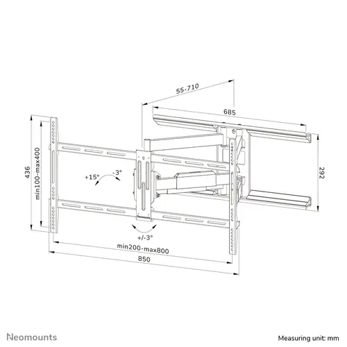 WL40-550BL18 Soporte de pared para TV 43-75" - movimiento completo - fácil montaje - Imagen 17