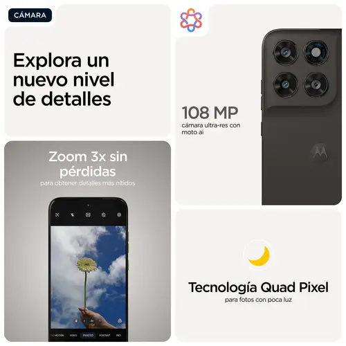 moto g77 17,3 cm (6.8") Ranura híbrida Dual SIM Android 16.0 5G USB Tipo C 8 GB 512 GB 5200 mAh Negro - Imagen 7
